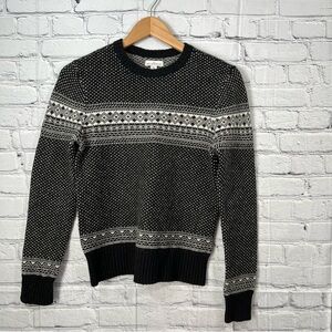 LL Bean Signature Nordic Fair Isle 100% Merino Wool Sweater Womens Size XS